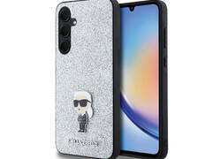 Karl Lagerfeld Fixed Glitter Ikonik Logo Metal Pin - Etui Samsung Galaxy A55 5G (srebrny)