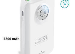 PURO Universal External Fast Charger Battery - Uniwersalny Power Bank z latarką 7800 mAh, 2 x USB, 2.4 A (biały)