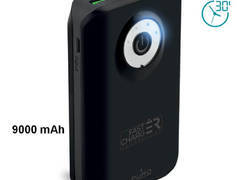 PURO Universal External Fast Charger Battery - Uniwersalny Power Bank z latarką 9000 mAh, 2 x USB, 2.4 A (czarny)