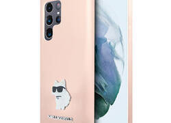 Karl Lagerfeld Silicone Choupette Metal Pin - Etui Samsung Galaxy S24 Ultra (różowy)