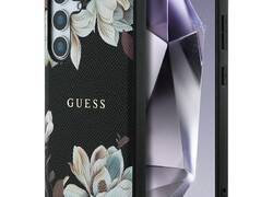 Guess Grained Printed Flower Pattern MagSafe - Etui do Samsung Galaxy S25 (czarny)