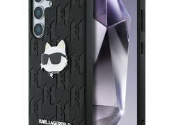 Karl Lagerfeld Leather Monogram Pin Logo Choupette Head - Etui Samsung Galaxy S25 (czarny)