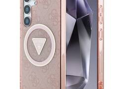 Guess 4G Glitter Triangle Buttons MagSafe - Etui do Samsung Galaxy S25 (różowy)