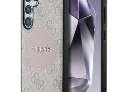 Guess 4G Round Patch Classic Logo MagSafe - Etui do Samsung Galaxy S25 (różowy)