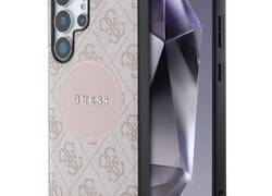 Guess 4G Round Patch Classic Logo MagSafe - Etui do Samsung Galaxy S25 Ultra (różowy)