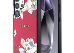 Guess Grained Printed Flower Pattern MagSafe - Etui do Samsung Galaxy S25 Ultra (fuksja)