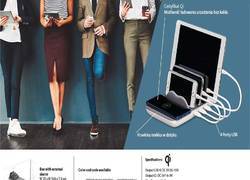 PURO Fast Charger Family Charging Station - Uniwersalna stacja bezprzewodowa z ładowaniem indukcyjnym Qi 5 V / 1 A - 5 W + 4 porty USB 5 V / 2 A - 10 W, max. 45 W (szary)