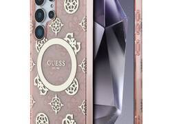 Guess 4G Background Gold Electroplated Peony Pattern MagSafe - Etui do Samsung Galaxy S25 Ultra (różowy)