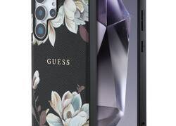 Guess Grained Printed Flower Pattern MagSafe - Etui do Samsung Galaxy S25 Ultra (czarny)