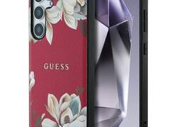 Guess Grained Printed Flower Pattern MagSafe - Etui do Samsung Galaxy S25 (fuksja)