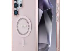 Guess Rhinestones Printed Classic Logo MagSafe - Etui do Samsung Galaxy S25 Ultra (różowy)