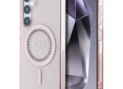 Guess Rhinestones Printed Classic Logo MagSafe - Etui do Samsung Galaxy S25 (różowy)