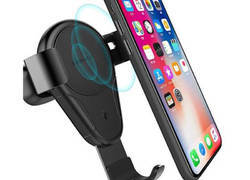 Momax Q.Mount Gravity - Uchwyt samochodowy na kratkę z ładowaniem indukcyjnym Qi, 10 W (Black)