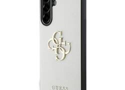 Guess Grained Big 4G Logo Small Classic Logo - Etui do Samsung Galaxy A56 5G (beżowy)
