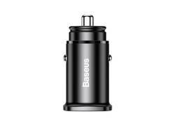 Baseus Square - Ładowarka samochodowa USB-A QC 4.0 + USB-C PD 3.0, 30 W (czarny)