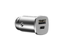Baseus Square - Ładowarka samochodowa USB-A QC 4.0 + USB-C PD 3.0, 30 W (srebrny)