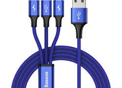 Baseus Rapid - Kabel połączeniowy 3w1, 2 x Lightning + USB + micro USB, 1.2 m (granatowy)