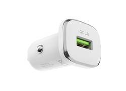 Borofone - ładowarka samochodowa USB z QC3.0, biały