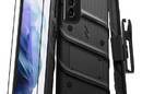 Zizo Bolt Cover - Pancerne etui Samsung Galaxy S21 5G ze szkłem 9H na ekran + podstawka & uchwyt do paska (czarny) - zdjęcie 1