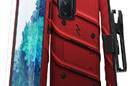 Zizo Bolt Cover - Pancerne etui Samsung Galaxy S20 FE ze szkłem 9H na ekran + podstawka & uchwyt do paska (czerwony/czarny) - zdjęcie 1