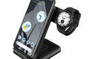 Crong PowerSpot Pivot Stand - Ładowarka bezprzewodowa 3w1 do Samsung & Android, Galaxy Watch i słuchawek TWS (czarny) - zdjęcie 1