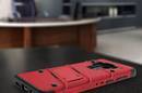 Zizo Bolt Cover - Pancerne etui Samsung Galaxy S9 ze szkłem 9H na ekran + podstawka & uchwyt do paska (Red/Black) - zdjęcie 2