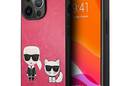 Karl Lagerfeld PU Leather Karl & Choupette Embossed - Etui iPhone 13 Pro (fuksja) - zdjęcie 1