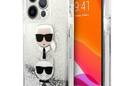 Karl Lagerfeld Liquid Glitter Karl & Choupette Head - Etui iPhone 13 Pro (srebrny) - zdjęcie 1