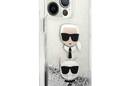 Karl Lagerfeld Liquid Glitter Karl & Choupette Head - Etui iPhone 13 Pro (srebrny) - zdjęcie 4
