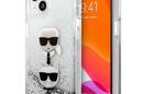 Karl Lagerfeld Liquid Glitter Karl & Choupette Head - Etui iPhone 13 mini (srebrny) - zdjęcie 1