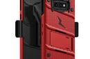Zizo Bolt Cover - Pancerne etui Samsung Galaxy S10e ze szkłem 9H na ekran + podstawka & uchwyt do paska (Red/Black) - zdjęcie 4