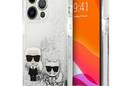 Karl Lagerfeld Liquid Glitter Karl & Choupette - Etui iPhone 13 Pro (srebrny) - zdjęcie 1