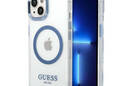 Guess Metal Outline Magsafe - Etui iPhone 14 Plus (przezroczysty / niebieski) - zdjęcie 1