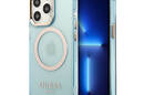 Guess Gold Outline Translucent MagSafe - Etui iPhone 13 Pro Max (niebieski) - zdjęcie 1