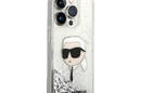 Karl Lagerfeld Liquid Glitter NFT Karl's Head - Etui iPhone 14 Pro (srebrny) - zdjęcie 4