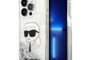 Karl Lagerfeld Liquid Glitter NFT Karl's Head - Etui iPhone 14 Pro (srebrny) - zdjęcie 1