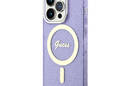 Guess Glitter Gold MagSafe - Etui iPhone 14 Pro (Purpurowy) - zdjęcie 2