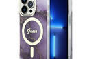 Guess Golden Marble MagSafe - Etui iPhone 14 Pro (Purpurowy) - zdjęcie 1