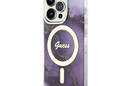 Guess Golden Marble MagSafe - Etui iPhone 14 Pro (Purpurowy) - zdjęcie 2