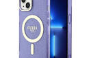 Guess Glitter Gold MagSafe - Etui iPhone 14 Plus (Purpurowy) - zdjęcie 1