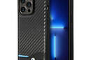 BMW Leather Carbon Blue Line MagSafe - Etui iPhone 14 Pro (czarny) - zdjęcie 1