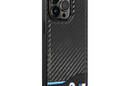 BMW Leather Carbon Blue Line MagSafe - Etui iPhone 14 Pro (czarny) - zdjęcie 4