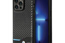 BMW Leather Carbon Blue Line - Etui iPhone 13 Pro Max (Czarny) - zdjęcie 1