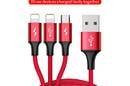 Baseus Rapid - Kabel połączeniowy 3w1, 2 x Lightning + USB + micro USB, 1.2 m (czerwony) - zdjęcie 3