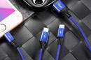 Baseus Rapid - Kabel połączeniowy 3w1, 2 x Lightning + USB + micro USB, 1.2 m (granatowy) - zdjęcie 8