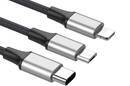 Baseus Rapid - Kabel połączeniowy 3w1, Lightning + USB-C + micro USB, 1.2 m (srebrny/czarny) - zdjęcie 8