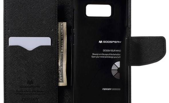 Mercury Fancy Diary - Etui Samsung Galaxy S8 z kieszeniami na karty + stand up (czarny) - zdjęcie 5