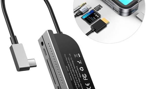 Baseus Hub - Stacja / replikator z USB-C na USB / 4K HDMI / czytnik kart TF, SD / USB-C PD / 3.5mm mini jack - zdjęcie 1