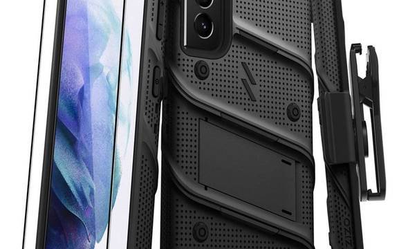 Zizo Bolt Cover - Pancerne etui Samsung Galaxy S21 5G ze szkłem 9H na ekran + podstawka & uchwyt do paska (czarny) - zdjęcie 1