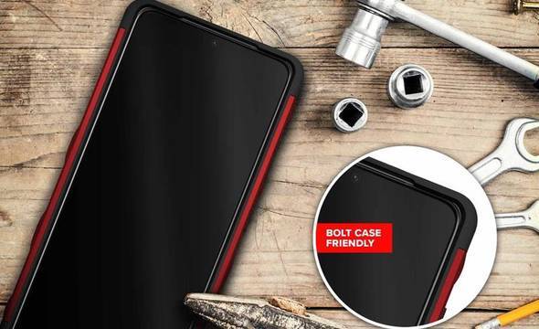 Zizo Bolt Cover - Pancerne etui Samsung Galaxy S21 Ultra 5G ze szkłem 9H na ekran + podstawka & uchwyt do paska (czerwony/czarny) - zdjęcie 6